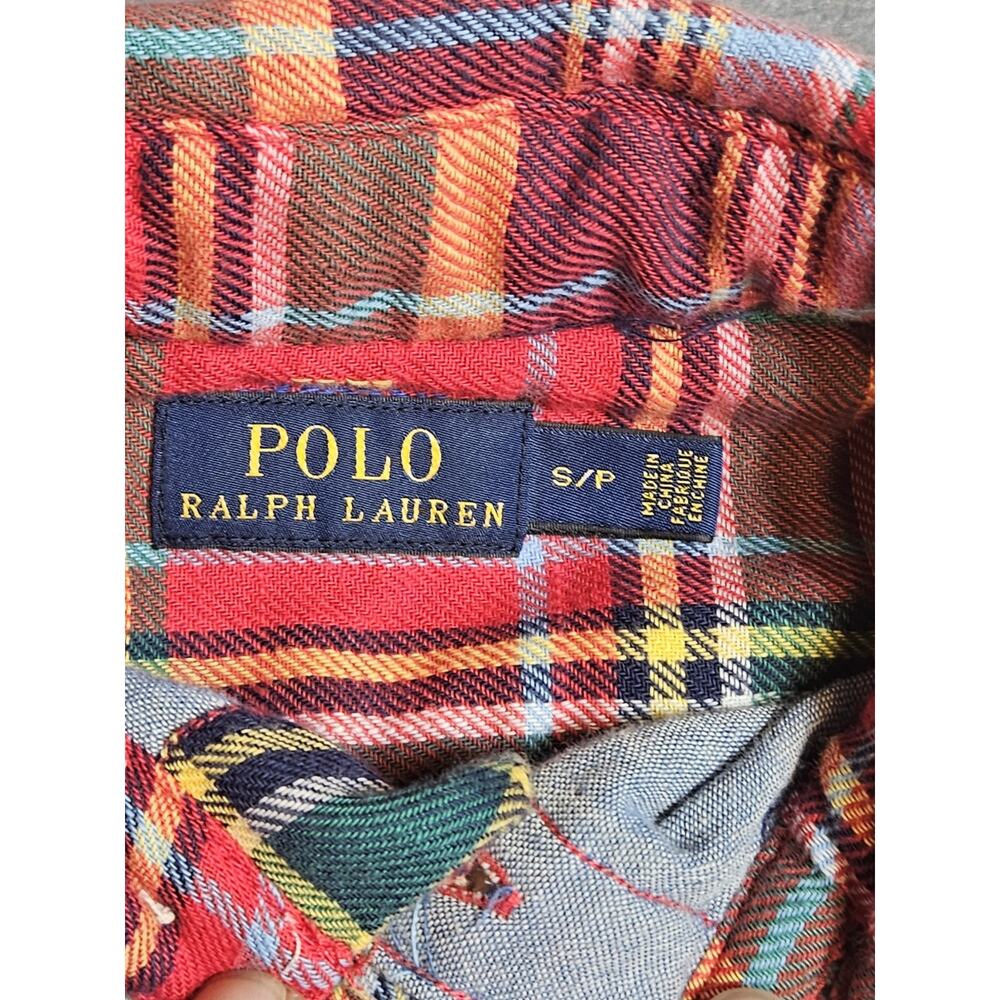 POLO Ralph Lauren Shirt Mens Small Red Plaid Southwest Aztec Patchwork Embroider - Picture 3 of 7